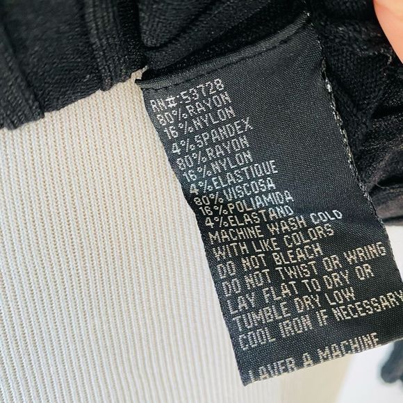 DOLLHOUSE Black Asymmetrical Ribbed Knit Top w/ Mesh Detail & 3/4 Sleeve - Picture 8 of 8